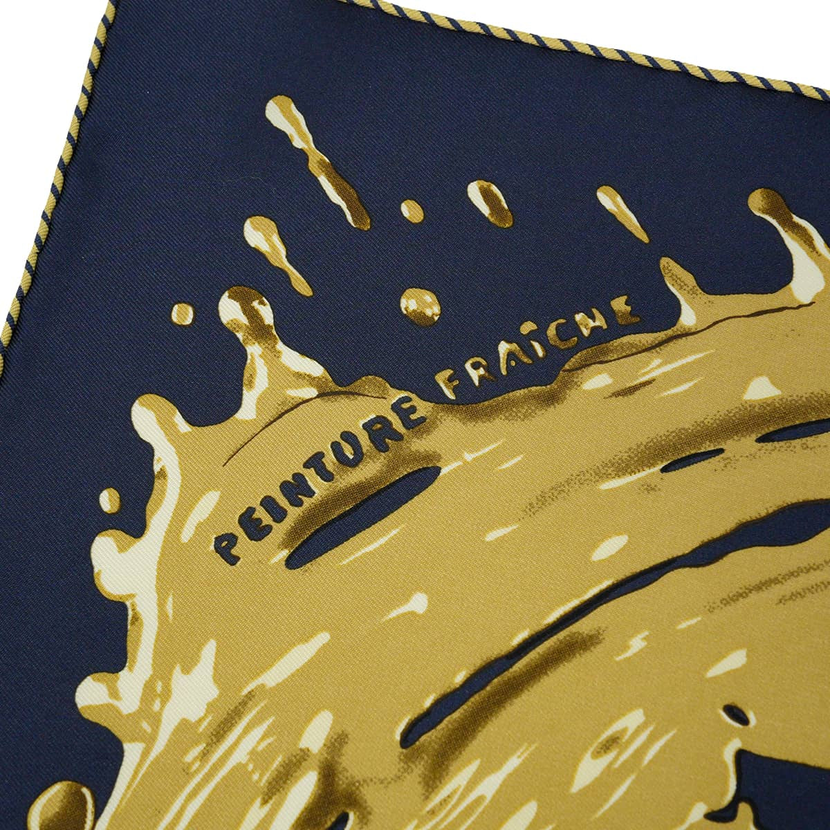 2022 S/S HERMES scarf Carre 45 Gavroche Peinture FraicheBlue noir/Bronze Silk100%[EXCELLENT][Authentic]