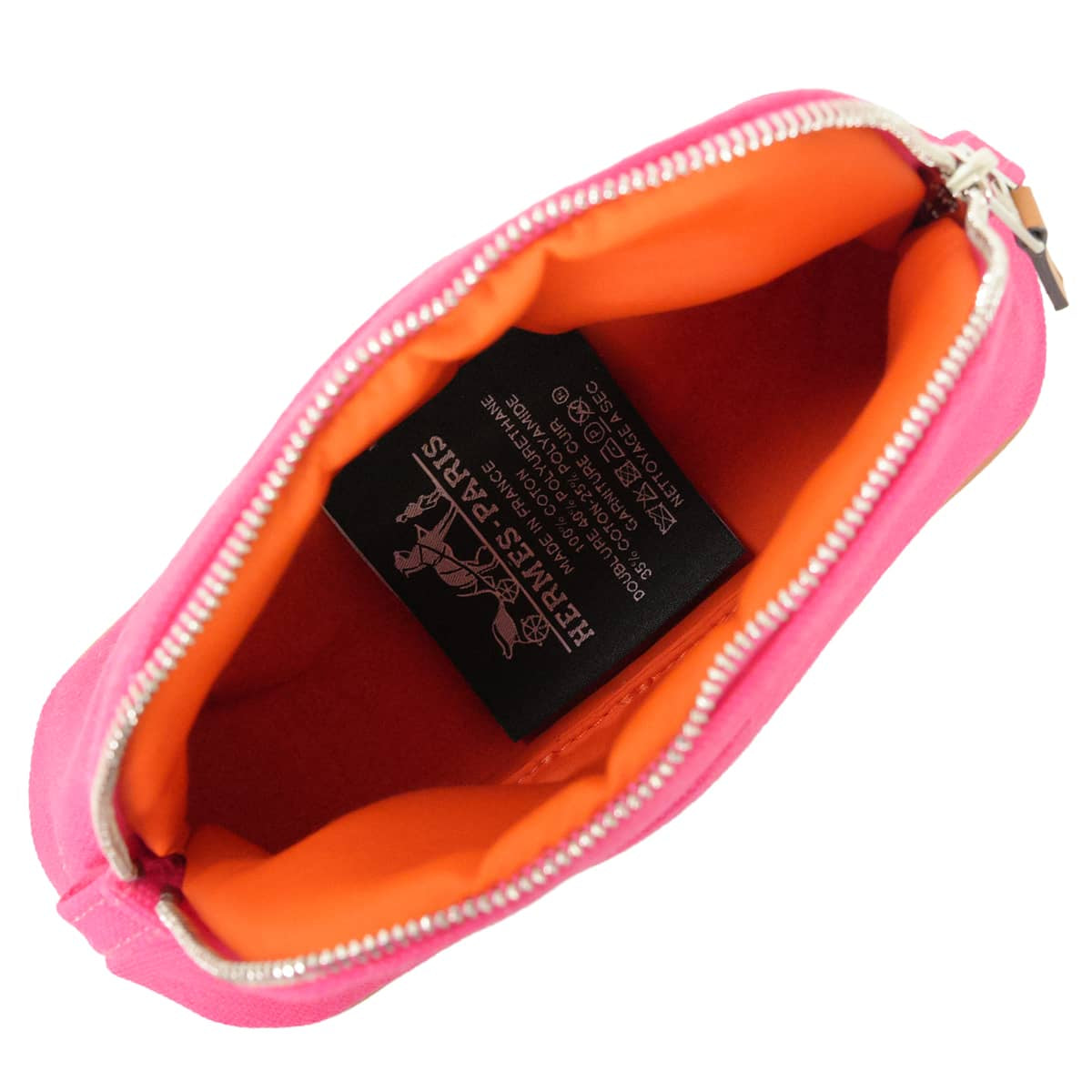 HERMES Pouch Bolide Pouch Mini MiniHibiscus Cotton100% Silver HW[EXCELLENT][Authentic]