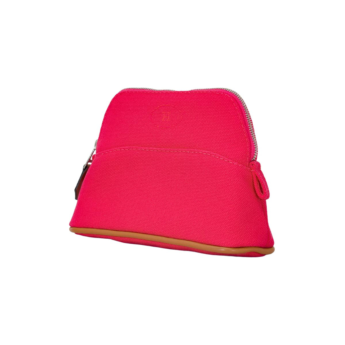 HERMES Pouch Bolide Pouch Mini MiniHibiscus Cotton100% Silver HW[EXCELLENT][Authentic]