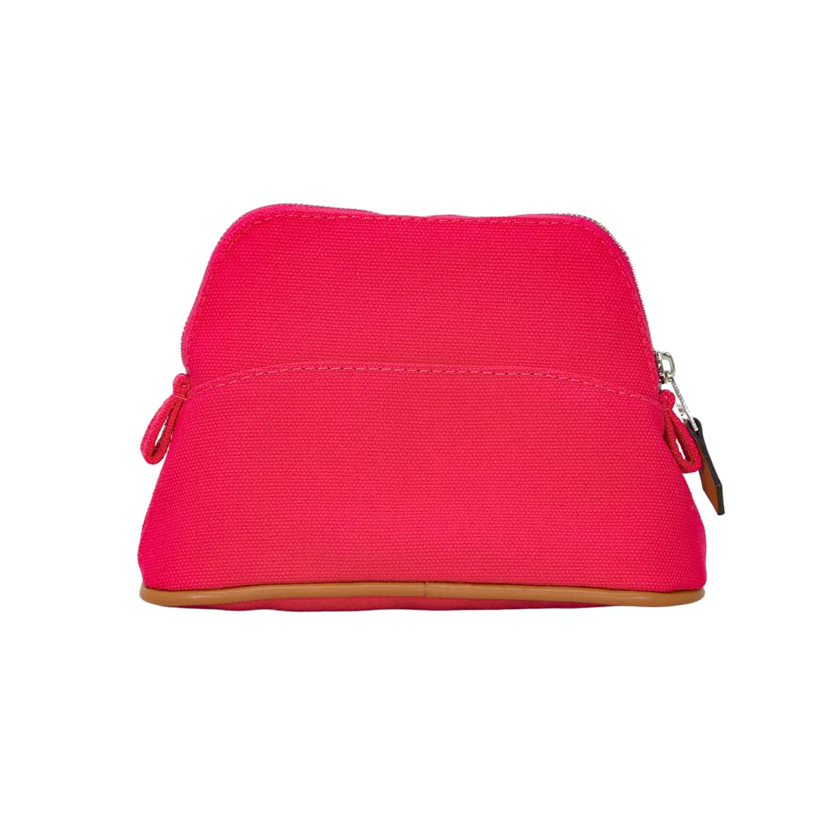 HERMES Pouch Bolide Pouch Mini MiniHibiscus Cotton100% Silver HW[EXCELLENT][Authentic]
