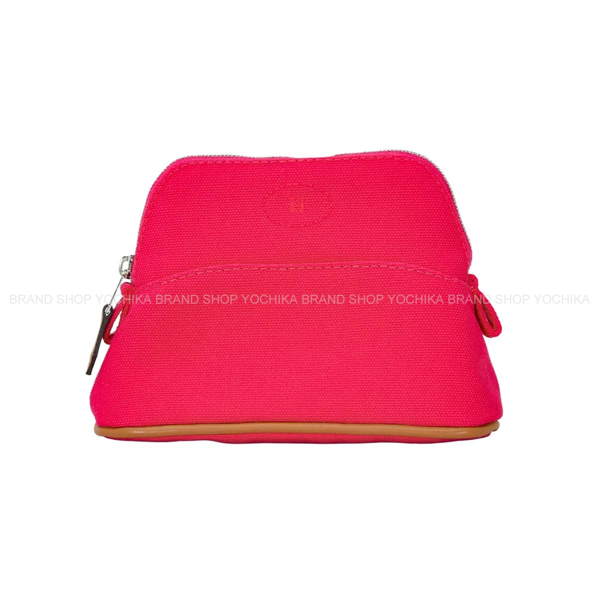 HERMES Pouch Bolide Pouch Mini MiniHibiscus Cotton100% Silver HW[EXCELLENT][Authentic]