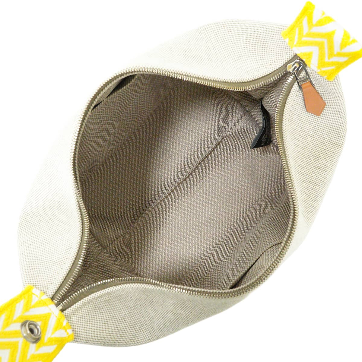 HERMES Handbag Bride a Brac PM Zigzag Jaune Citron Toile H Plume/Canvas Silver HW[EXCELLENT][Authentic]