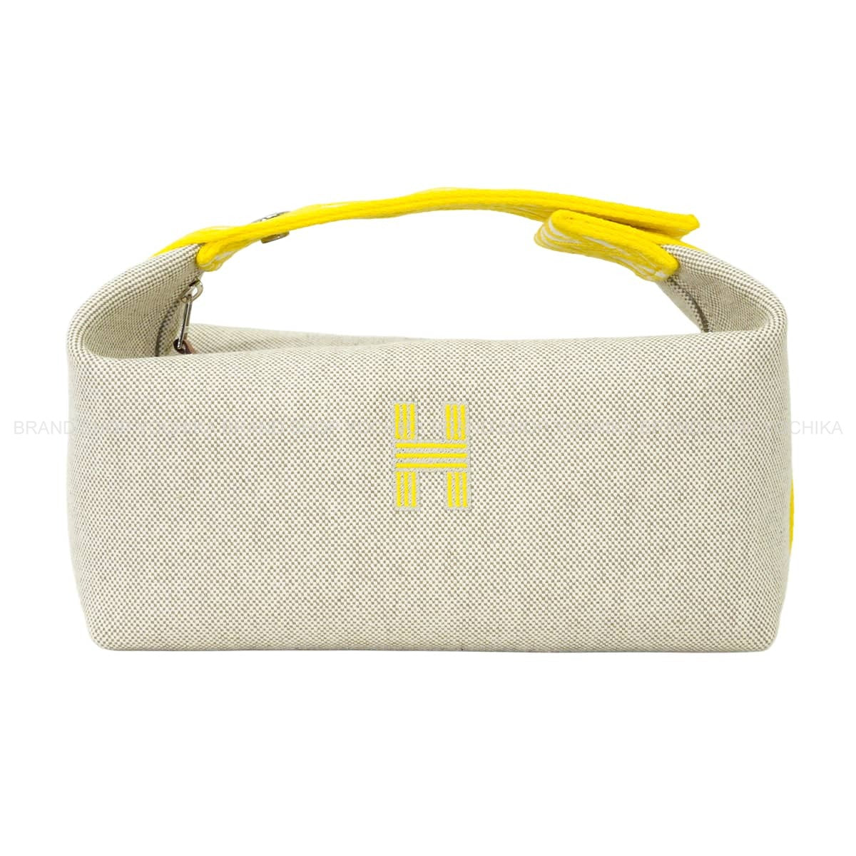 HERMES Handbag Bride a Brac PM Zigzag Jaune Citron Toile H Plume/Canvas Silver HW[EXCELLENT][Authentic]