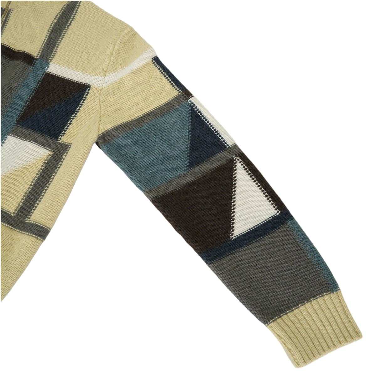 HERMES Knit Men's Half-Zip Geometrie Variable Yellow/Multicolor Cashmere #XL Silver HW 567110HA[EXCELLENT][Authentic]