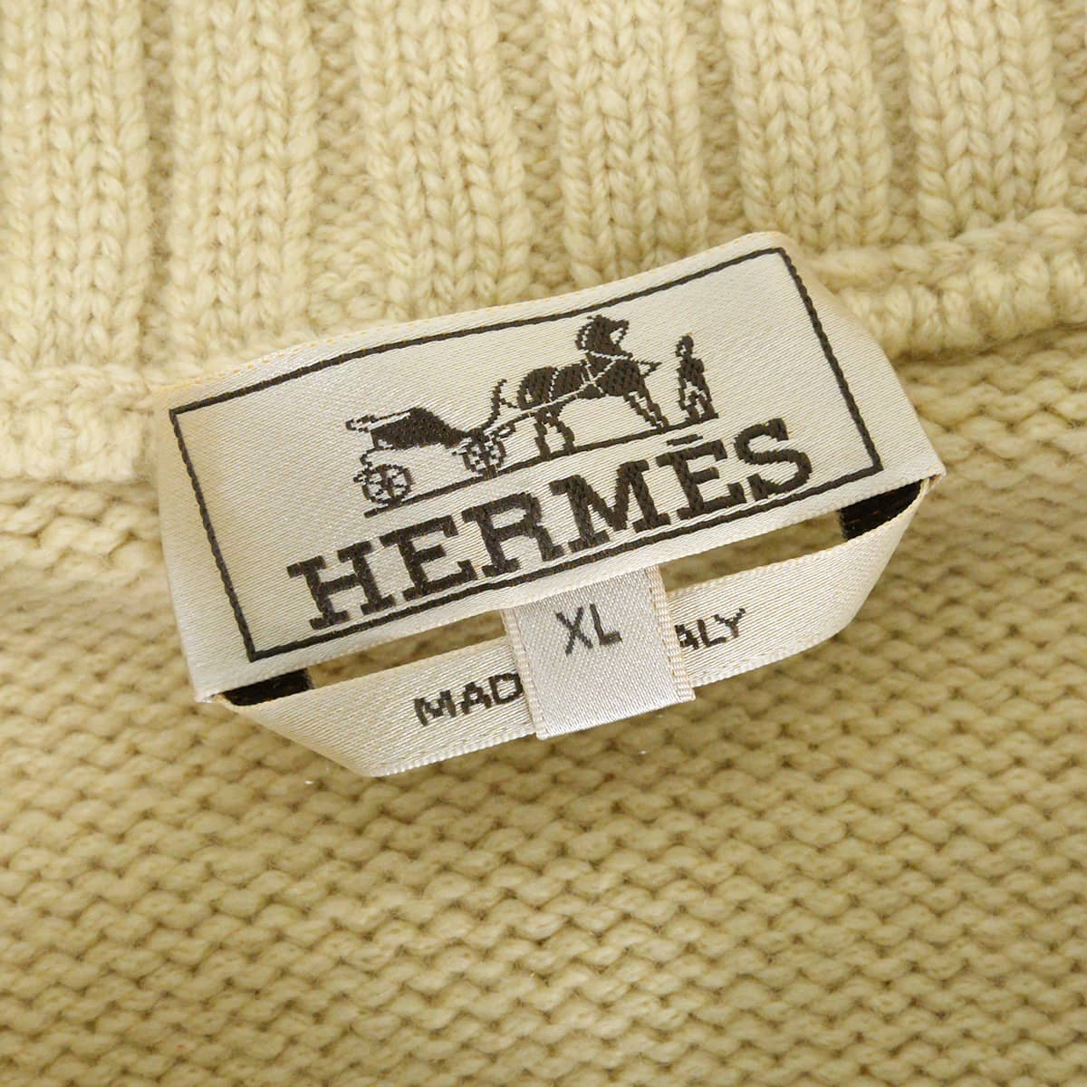 HERMES Knit Men's Half-Zip Geometrie Variable Yellow/Multicolor Cashmere #XL Silver HW 567110HA[EXCELLENT][Authentic]