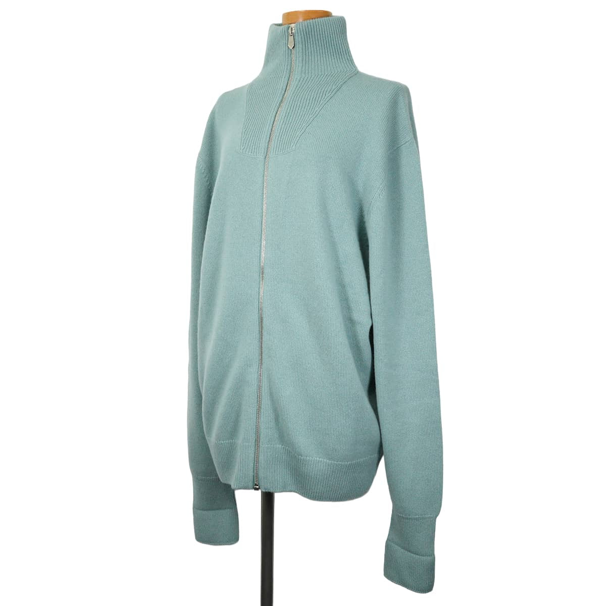 HERMES Knit Men's Full-Zip Maillon Chaine d'Ancre Blue Cashmere #XL[EXCELLENT][Authentic]