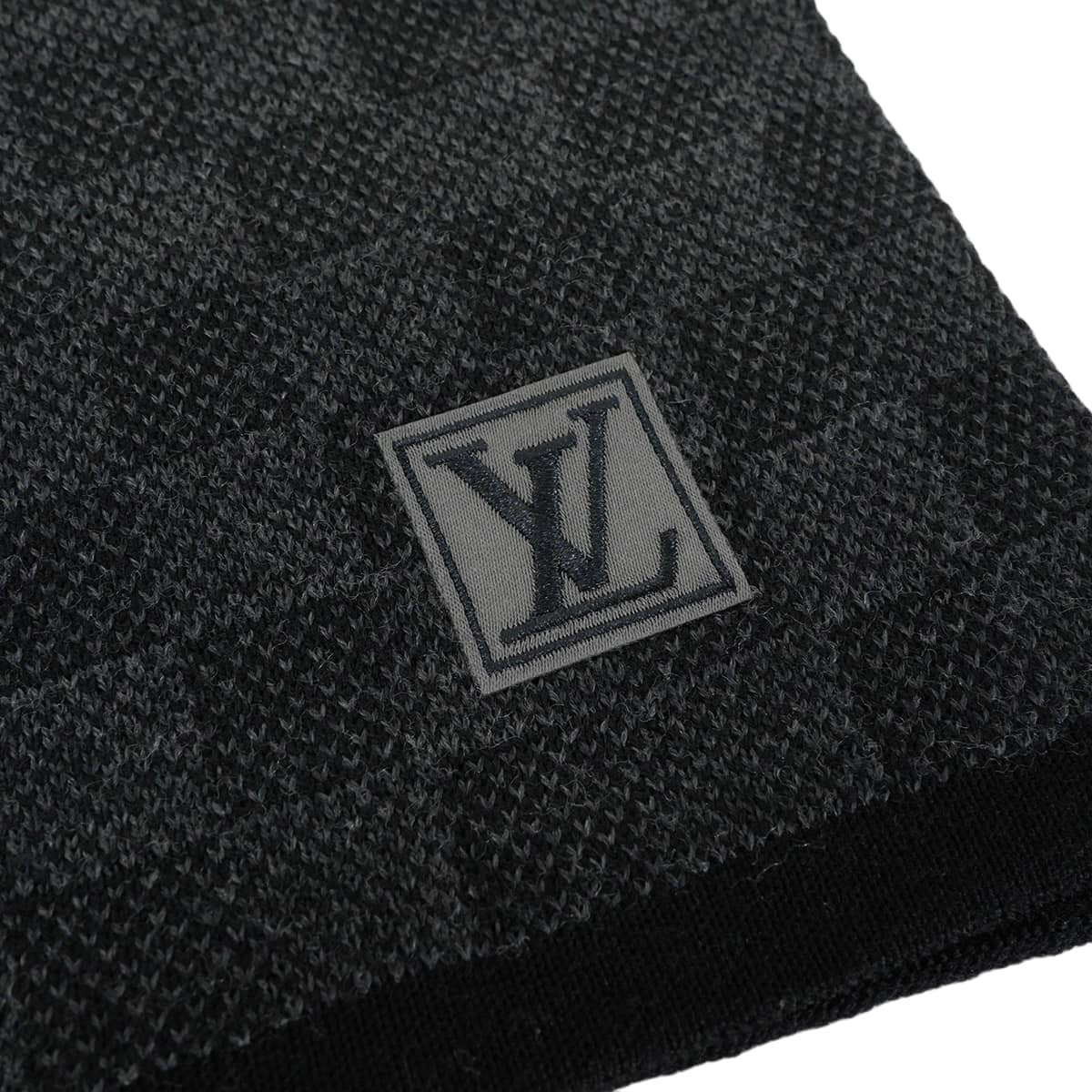 [Pre-loved] LOUIS VUITTON muffler Echarpe Petit Damier Graphite Noir (Black)/Grey Wool M70028[LIKE NEW][Authentic]