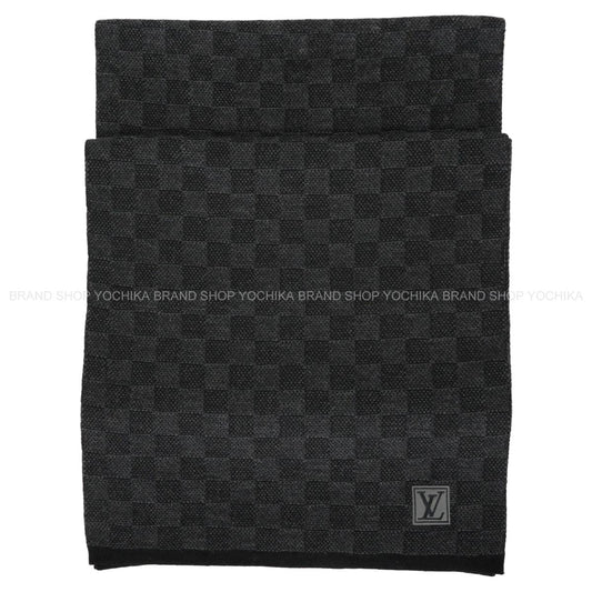 [Pre-loved] LOUIS VUITTON muffler Echarpe Petit Damier Graphite Noir (Black)/Grey Wool M70028[LIKE NEW][Authentic]