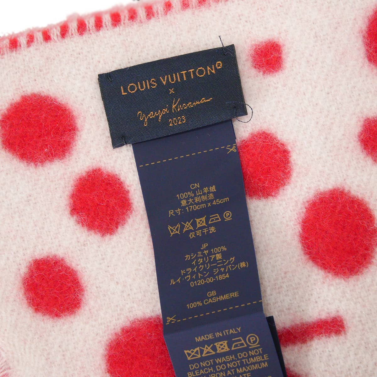 LOUIS VUITTON muffler LV x YK Yayoi Kusama Echarpe Reykjavik Infinite Dot Red/Blanc (White) Cashmere M78306[EXCELLENT][Authentic]