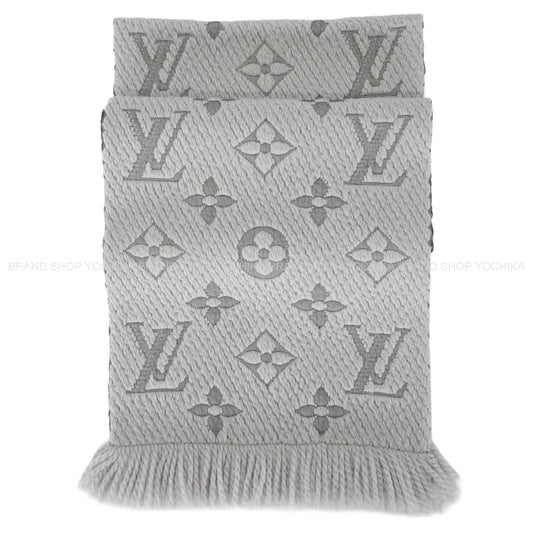 LOUIS VUITTON muffler Echarpe LogomaniaGris perle Wool/Silk M74742[EXCELLENT][Authentic]