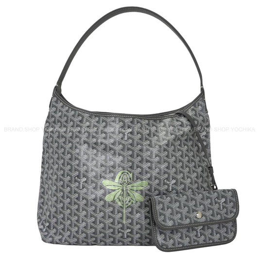 GOYARD Shoulder bag Hobo Boheme PM Iridescent Libellule (Dragonfly) Grey Goyardine canvas/Chevroche calf[BRAND NEW][Authentic]