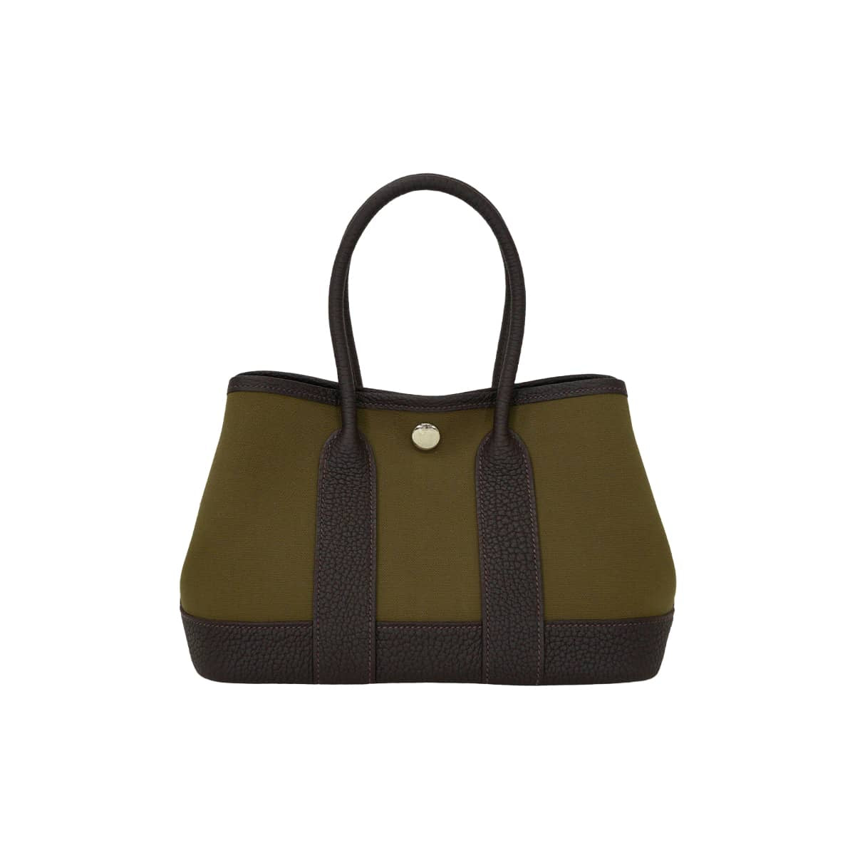 HERMES Handbag Neo Garden Party 23 Vert OliveBai Brun Toile officier/Veau Negonda Silver HW Stamp G[BRAND NEW][Authentic]