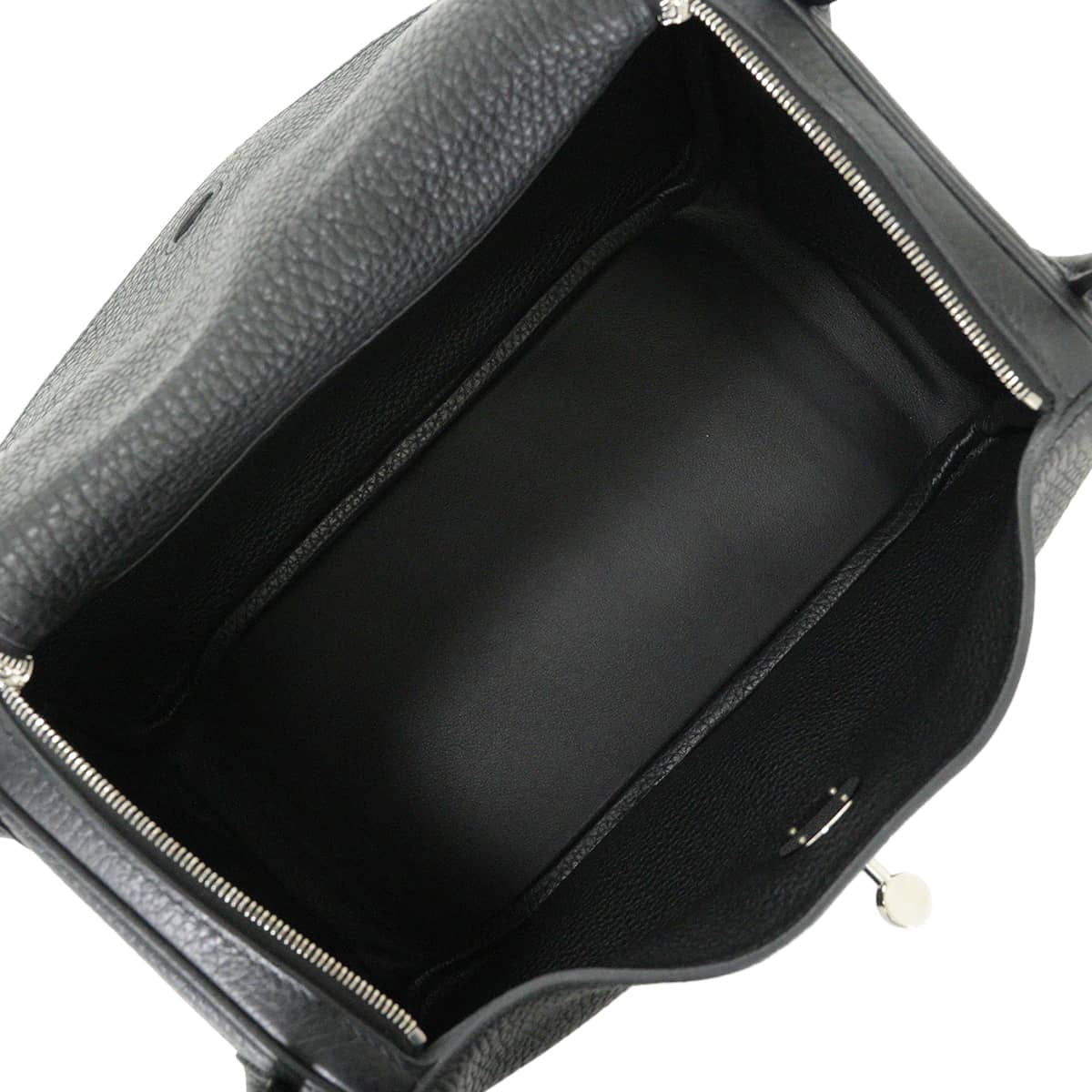 [Pre-loved] HERMES Shoulder bag Lindy 26 Noir (Black) Taurillon Clemence Silver HW Stamp C[USED SA][Authentic]
