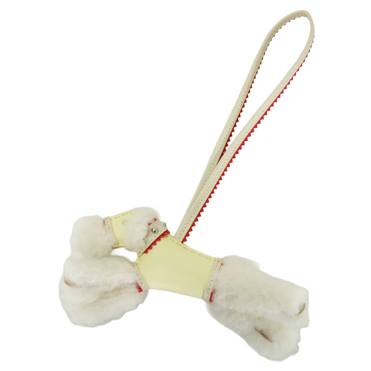 HERMES bag charm Buddy Dog with Studs Collar Jaune Milton/Craie/Rouge Radieux/Ecru Agneau Milo/Mouton Silver HW Stamp G[BRAND NEW][Authentic]