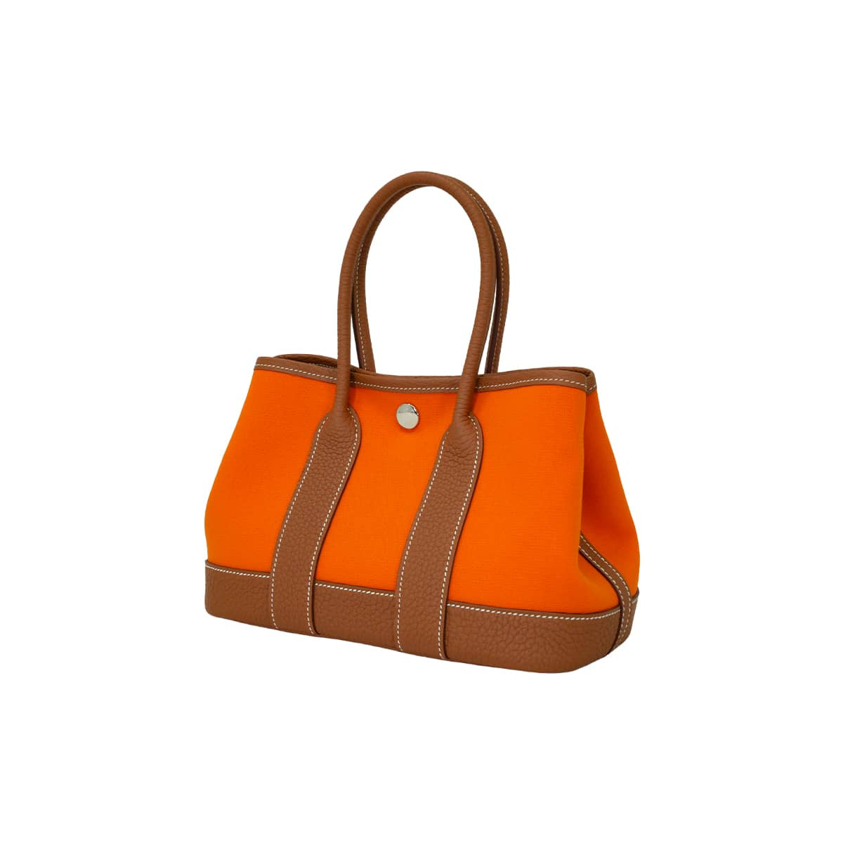 HERMES Handbag Neo Garden Party 23 Feu Orange/Gold Toile officier/Veau Negonda Silver HW Stamp G[BRAND NEW][Authentic]