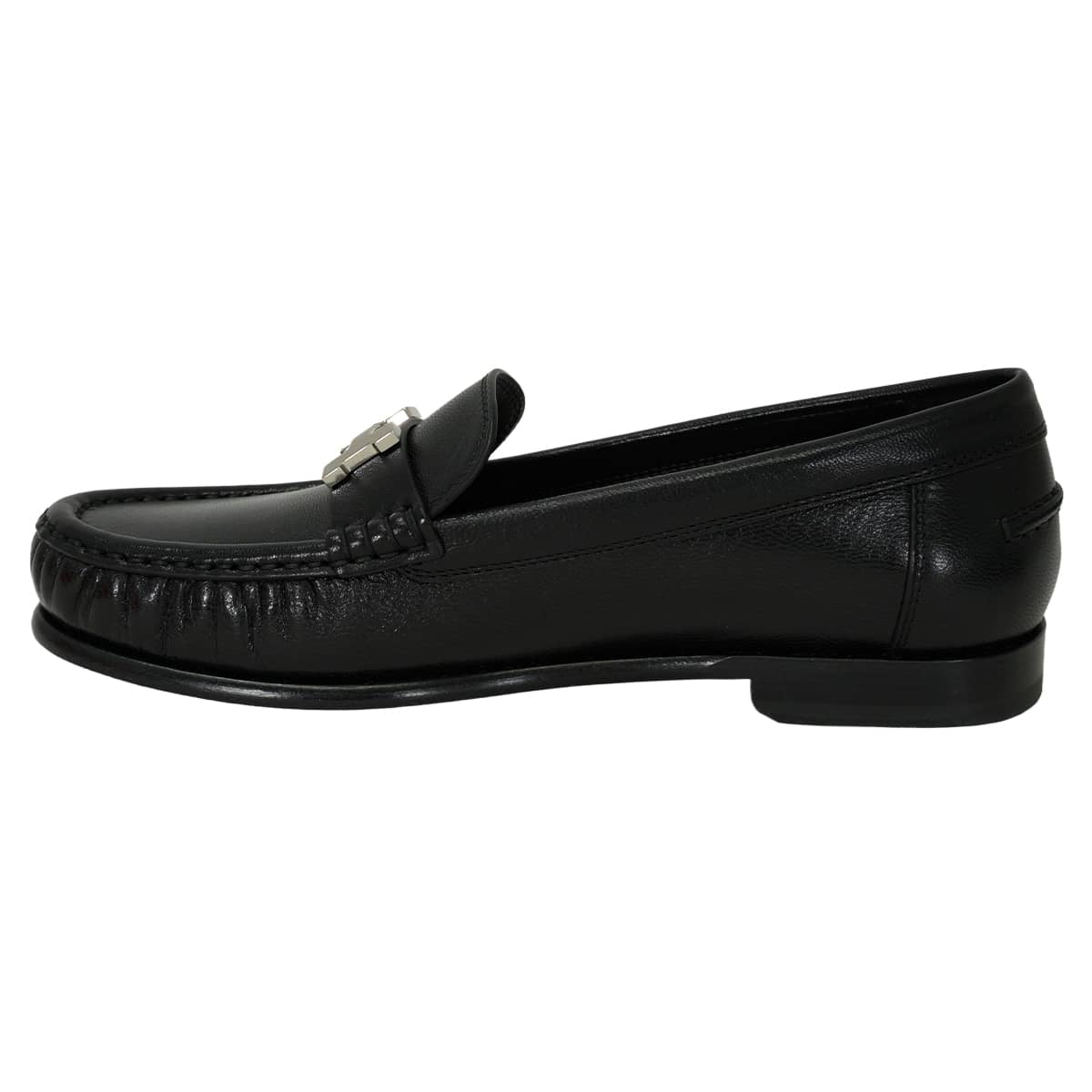 HERMES loafers Moccasin Nova Noir (Black) Chevre #37 Silver HW H262118Z02350[EXCELLENT][Authentic]