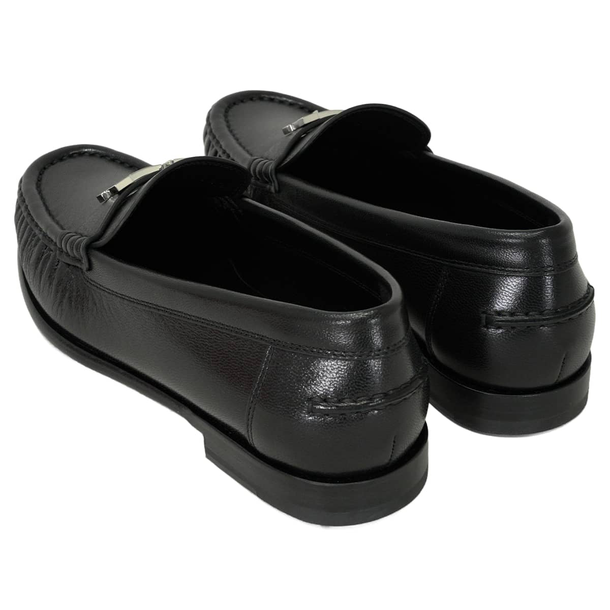 HERMES loafers Moccasin Nova Noir (Black) Chevre #37 Silver HW H262118Z02350[EXCELLENT][Authentic]