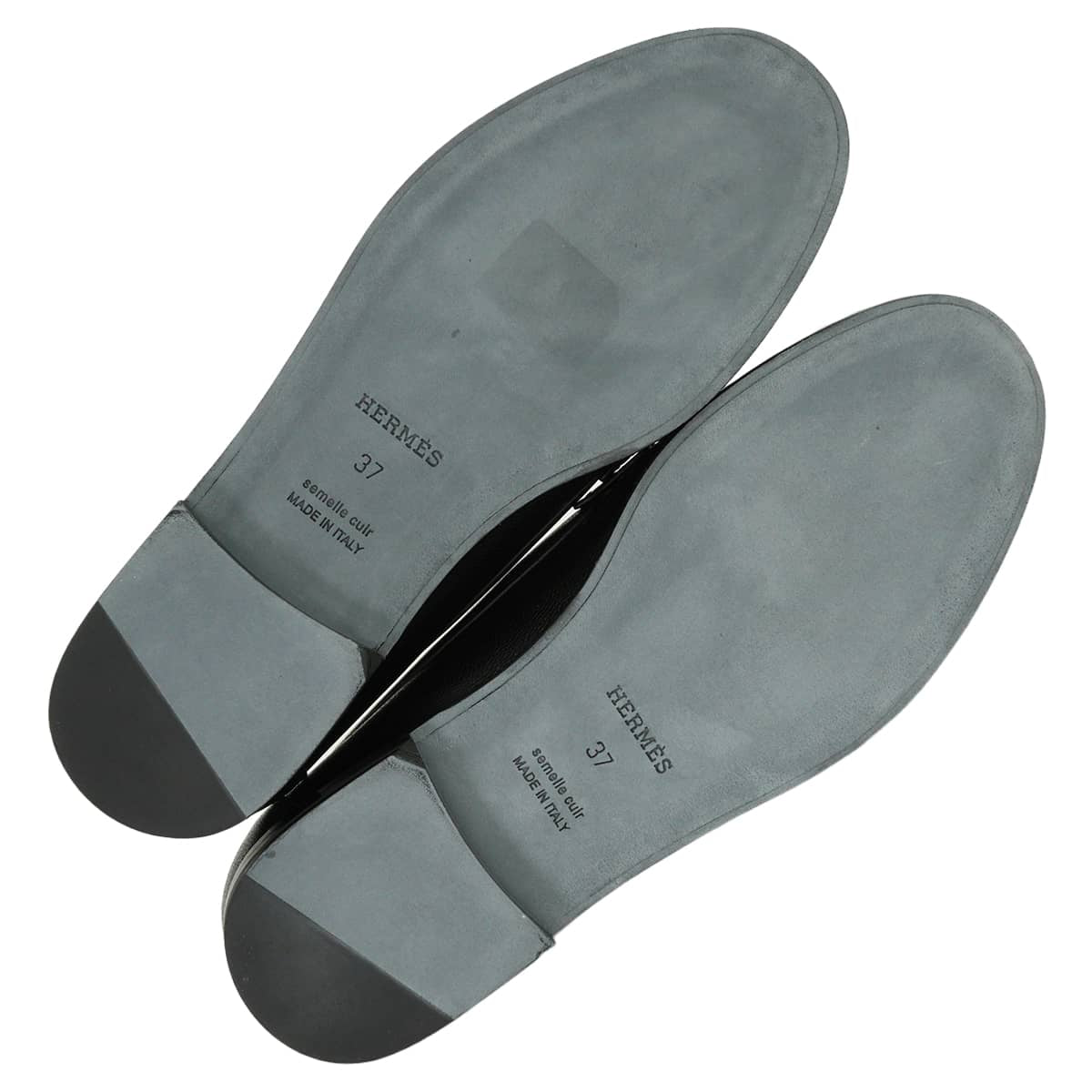 HERMES loafers Moccasin Nova Noir (Black) Chevre #37 Silver HW H262118Z02350[EXCELLENT][Authentic]