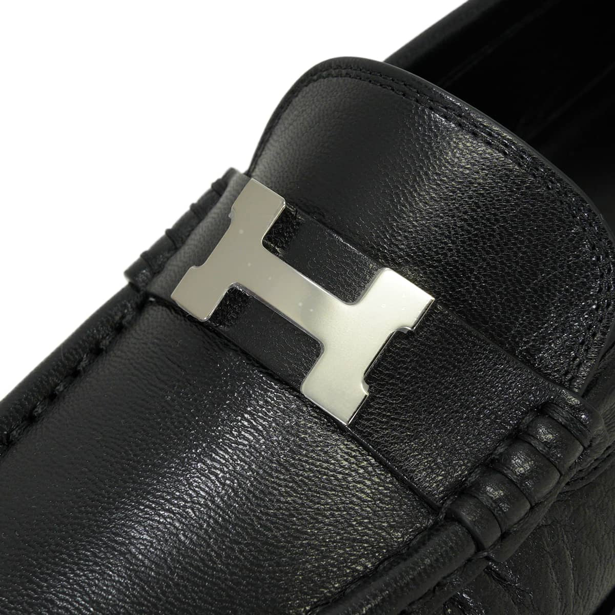 HERMES loafers Moccasin Nova Noir (Black) Chevre #37 Silver HW H262118Z02350[EXCELLENT][Authentic]
