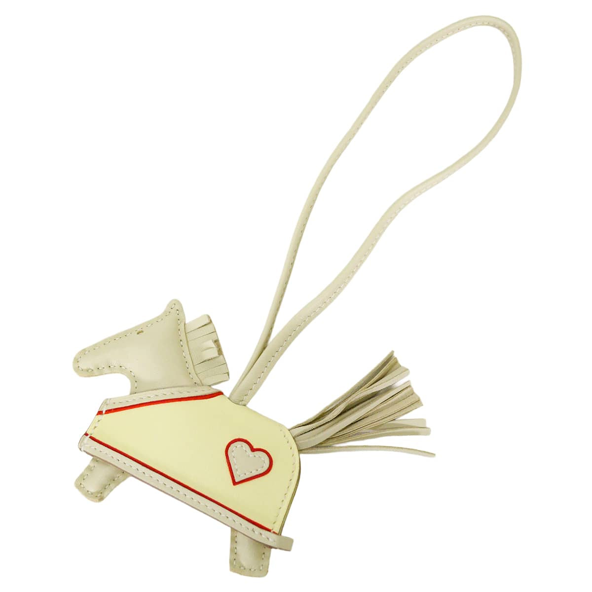 HERMES bag charm Rodeo Robeo Coeur Heart PM Craie/Jaune Milton/Rouge Radieux Agneau Milo Stamp K[EXCELLENT][Authentic]