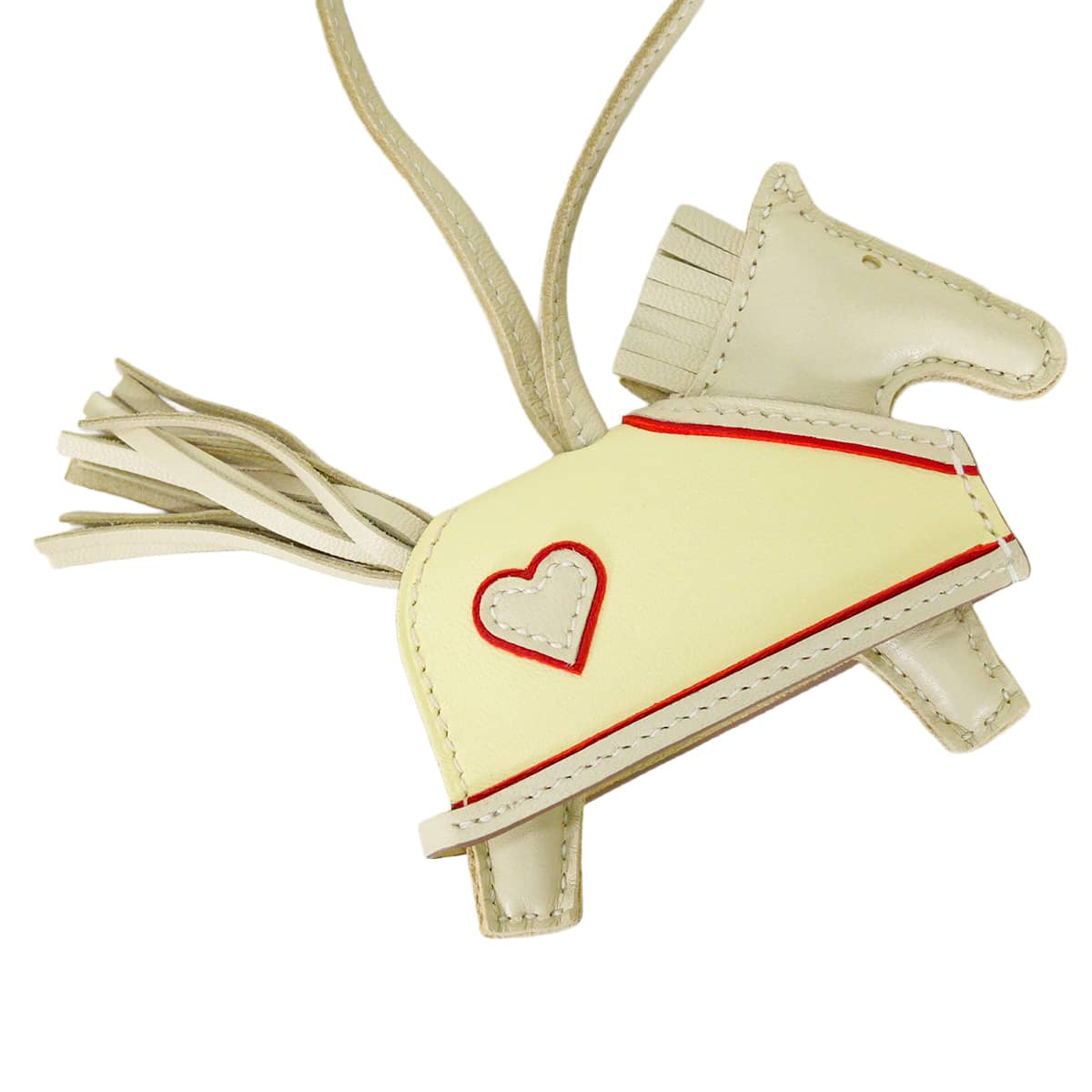 HERMES bag charm Rodeo Robeo Coeur Heart PM Craie/Jaune Milton/Rouge Radieux Agneau Milo Stamp K[EXCELLENT][Authentic]