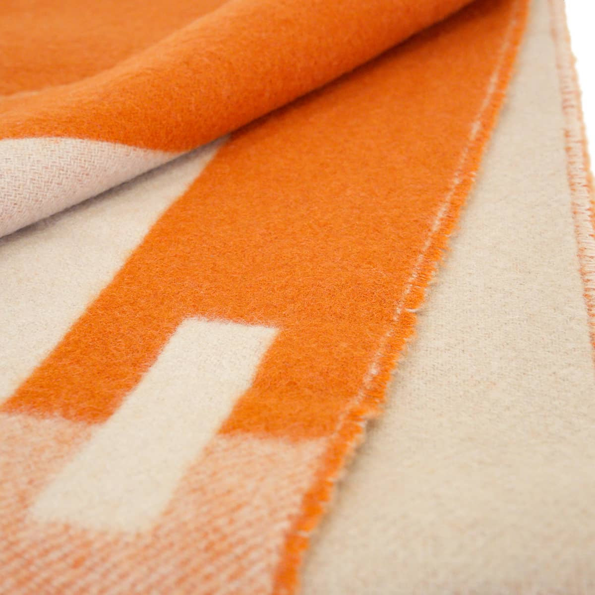 HERMES muffler H Passant ApricotGreige Cashmere H393870T13[EXCELLENT][Authentic]