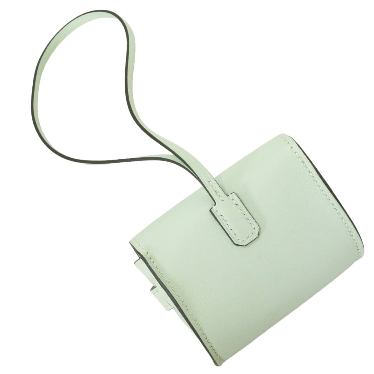 HERMES bag charm Kelly Festival Vert Fizz Veau Swift Silver HW Stamp K[EXCELLENT][Authentic]