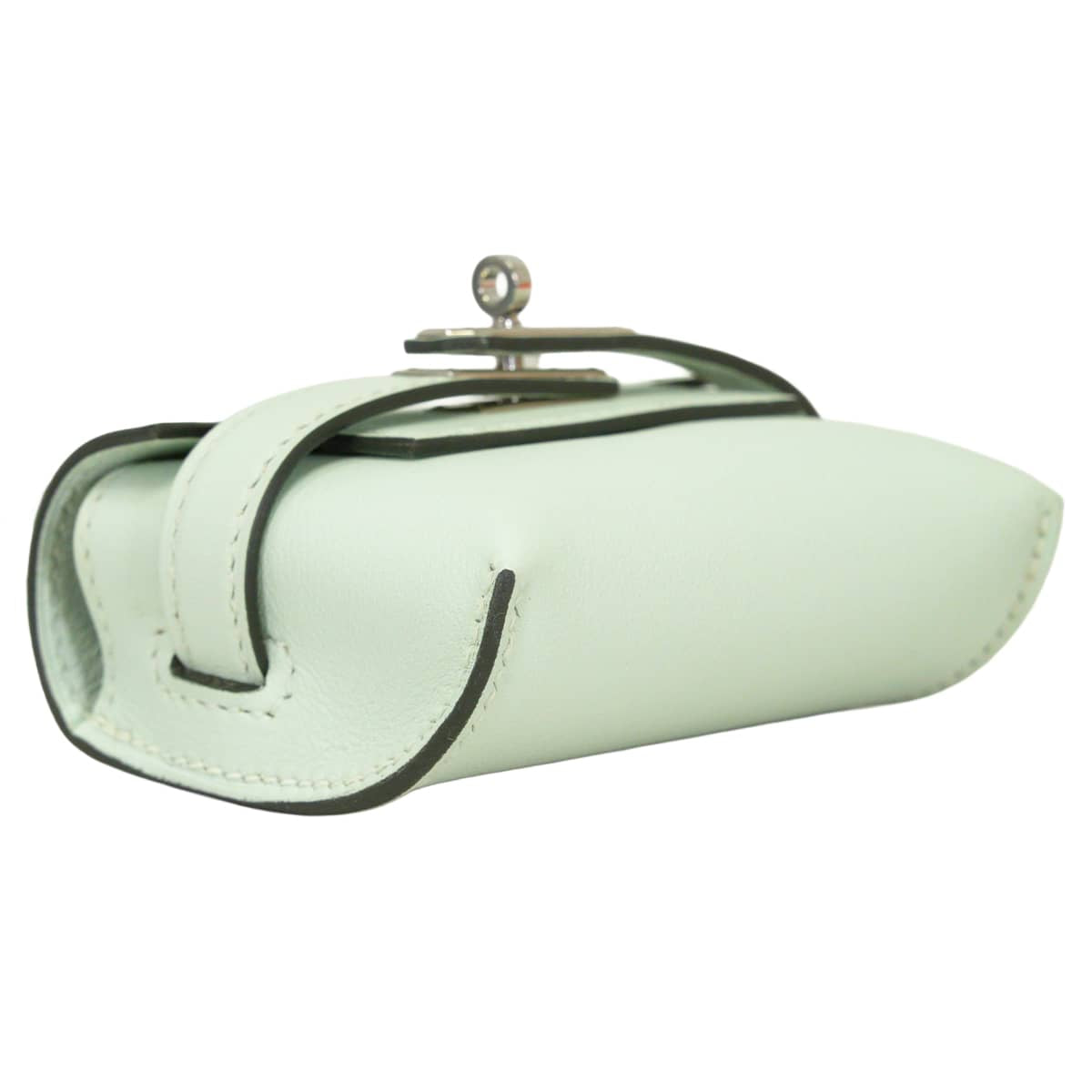 HERMES bag charm Kelly Festival Vert Fizz Veau Swift Silver HW Stamp K[EXCELLENT][Authentic]