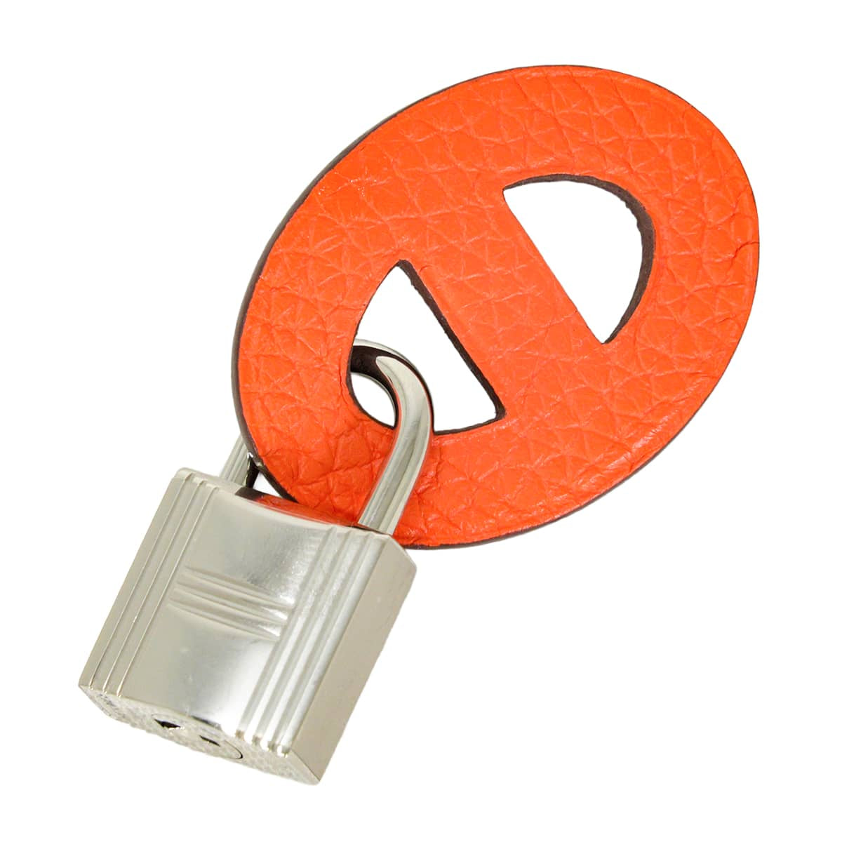 HERMES Shoe accessories Petit H Maillon Enchainee Chaine d'Ancre Orange Poppy/Havanne Taurillon Clemence/Chevre Mysore Silver HW[EXCELLENT][Authentic]