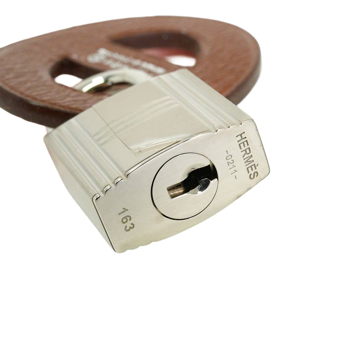 HERMES Shoe accessories Petit H Maillon Enchainee Chaine d'Ancre Orange Poppy/Havanne Taurillon Clemence/Chevre Mysore Silver HW[EXCELLENT][Authentic]