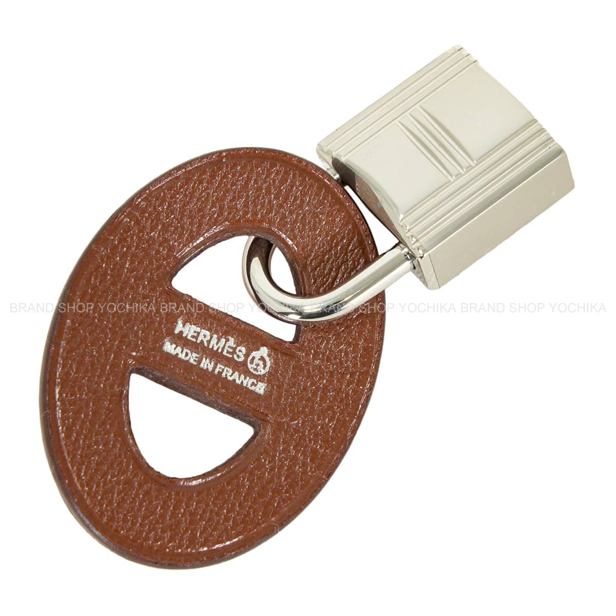 HERMES Shoe accessories Petit H Maillon Enchainee Chaine d'Ancre Orange Poppy/Havanne Taurillon Clemence/Chevre Mysore Silver HW[EXCELLENT][Authentic]