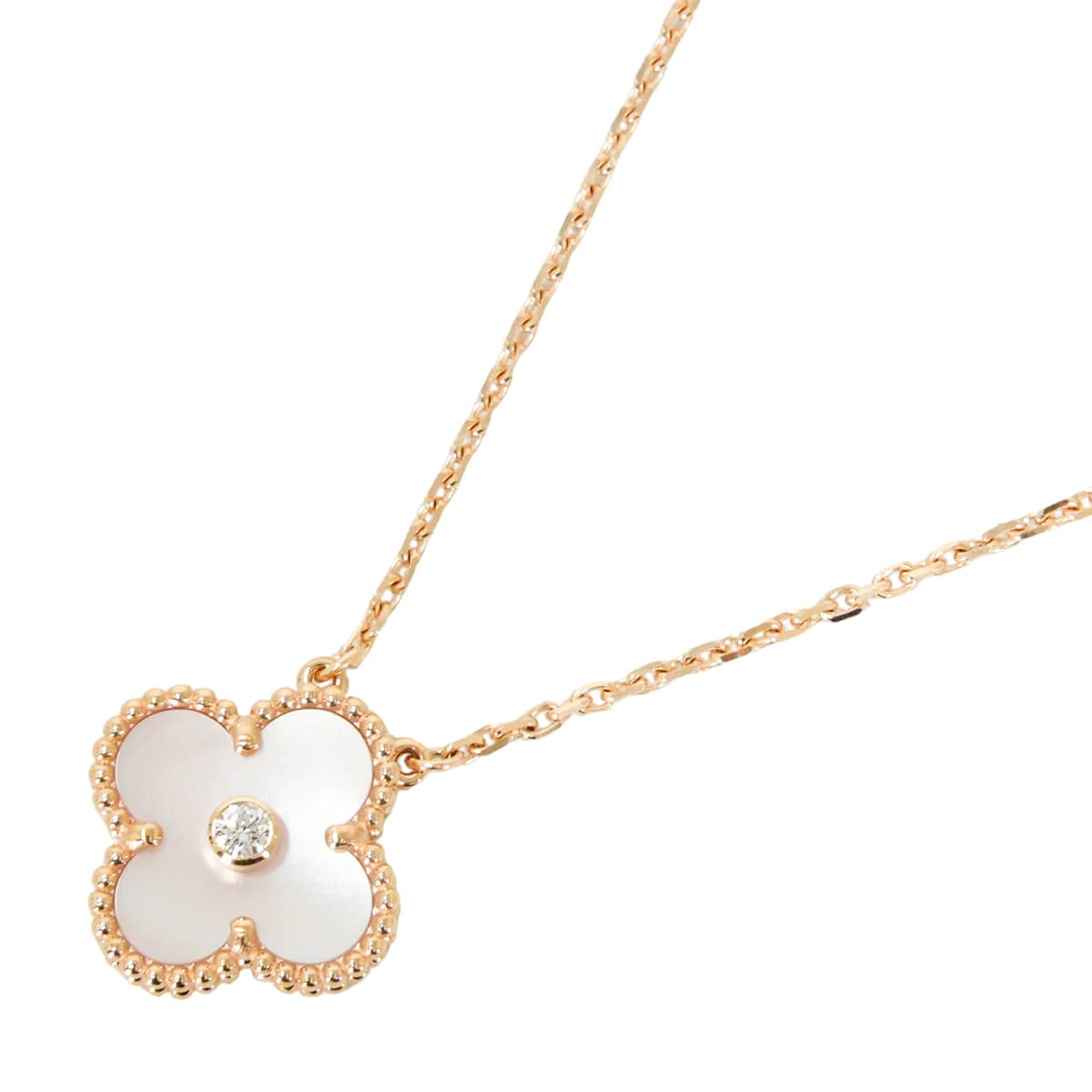2025 Holiday Collection Van Cleef & Arpels necklace Vintage Alhambra Pendant Pink K18PG/Pink Mother of Pearl/Diamond[EXCELLENT][Authentic]