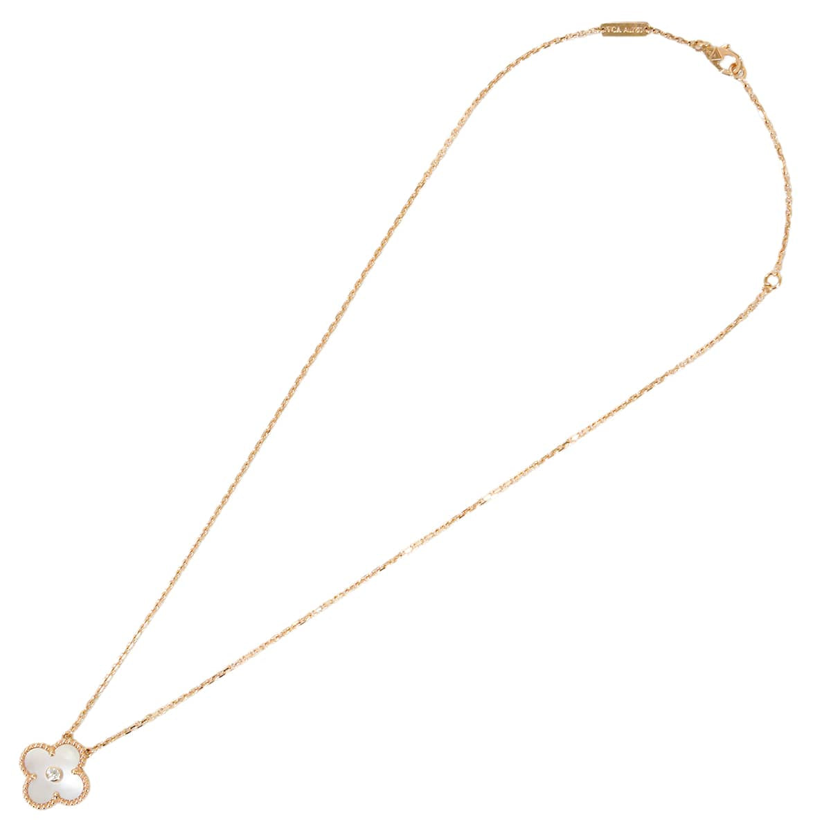 2025 Holiday Collection Van Cleef & Arpels necklace Vintage Alhambra Pendant Pink K18PG/Pink Mother of Pearl/Diamond[EXCELLENT][Authentic]
