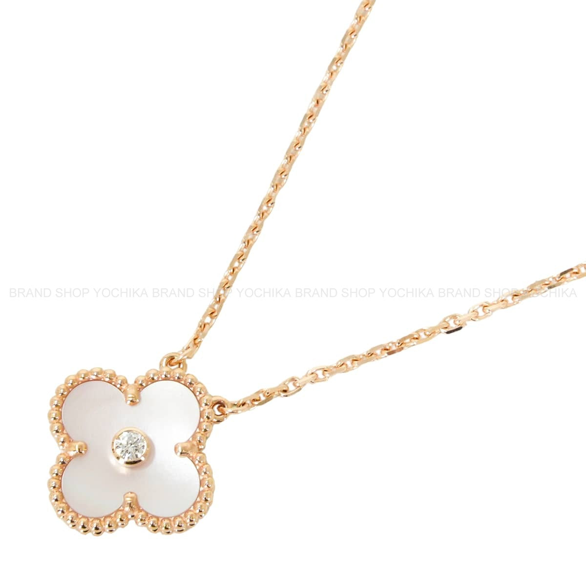 2025 Holiday Collection Van Cleef & Arpels necklace Vintage Alhambra Pendant Pink K18PG/Pink Mother of Pearl/Diamond[EXCELLENT][Authentic]
