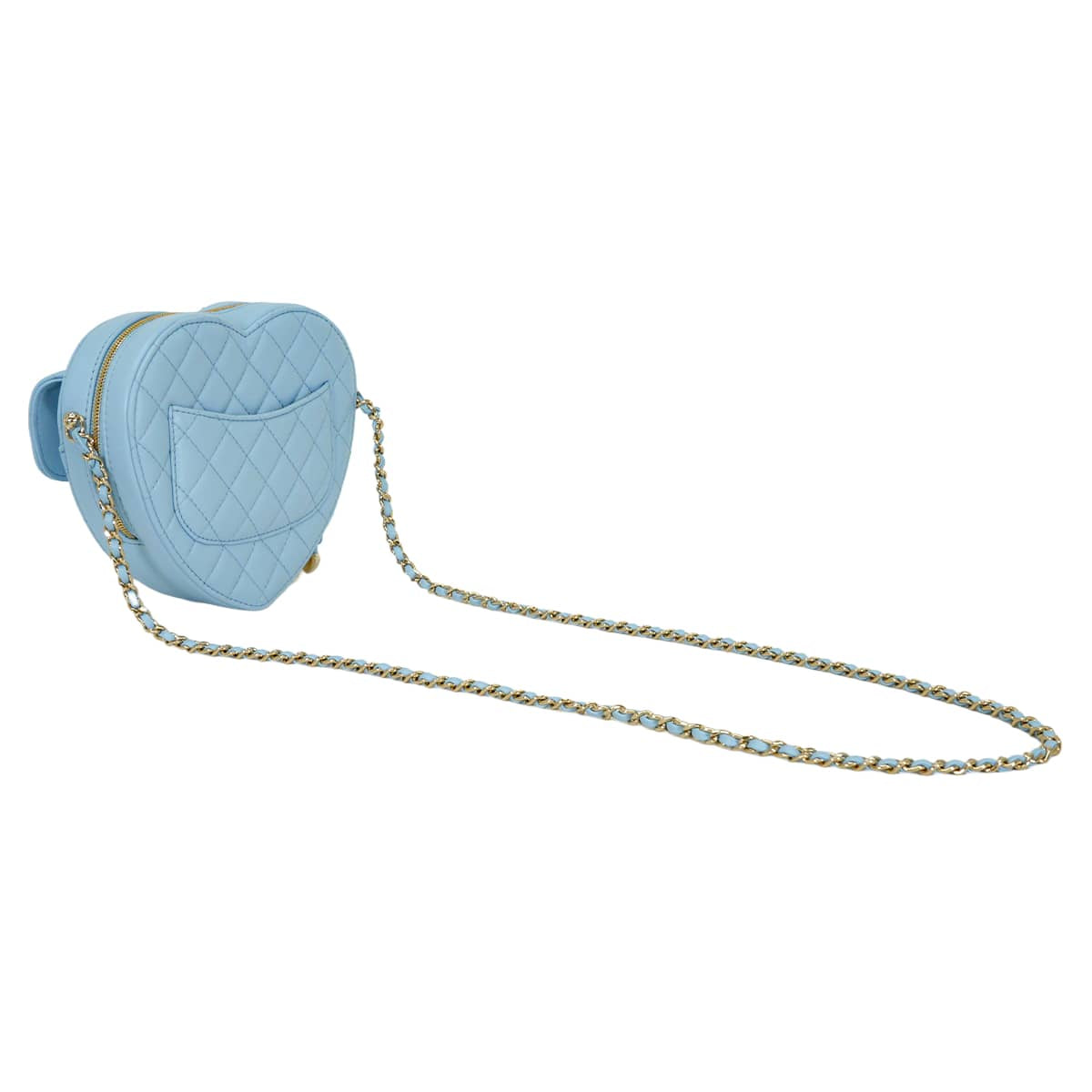 CHANEL Shoulder bag Heart shaped Matelasse Large ChainLight blue Lambskin Champagne Gold HW AS5764[ALMOST NEW][Authentic]