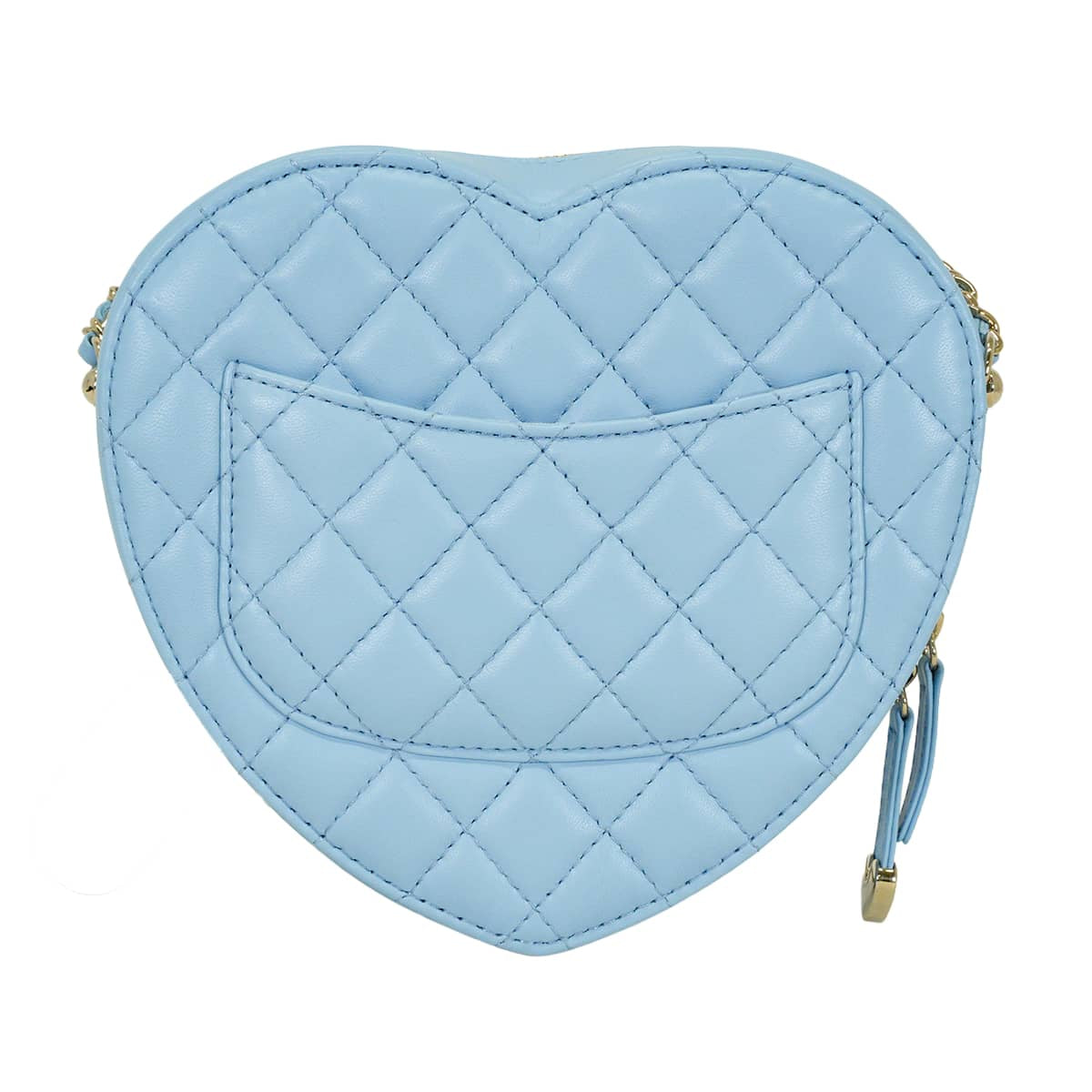CHANEL Shoulder bag Heart shaped Matelasse Large ChainLight blue Lambskin Champagne Gold HW AS5764[ALMOST NEW][Authentic]