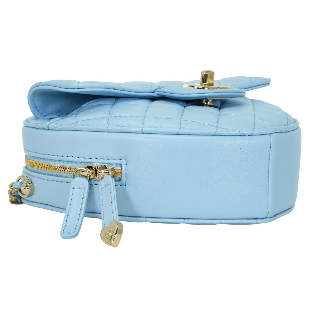 CHANEL Shoulder bag Heart shaped Matelasse Large ChainLight blue Lambskin Champagne Gold HW AS5764[ALMOST NEW][Authentic]