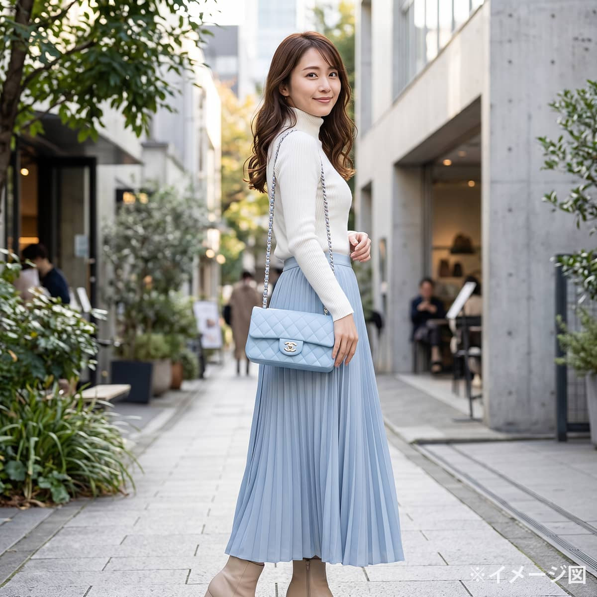 CHANEL Shoulder bag Mini Matelasse 20 Chain COCO MarkLight blue Lambskin Champagne Gold HW A69900[ALMOST NEW][Authentic]