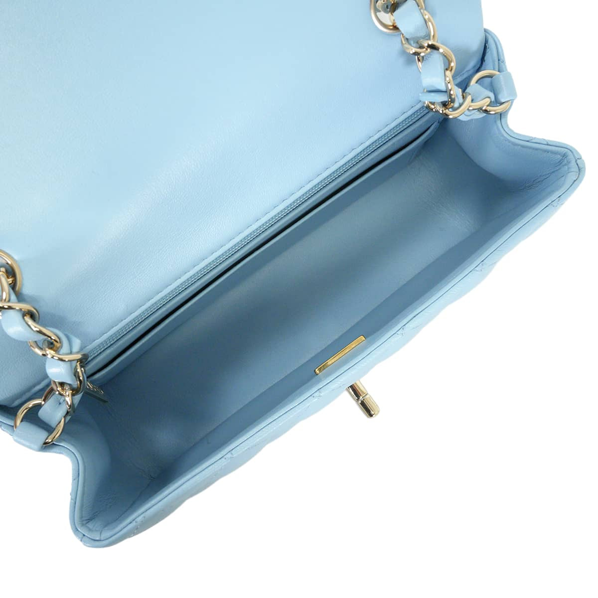 CHANEL Shoulder bag Mini Matelasse 20 Chain COCO MarkLight blue Lambskin Champagne Gold HW A69900[ALMOST NEW][Authentic]