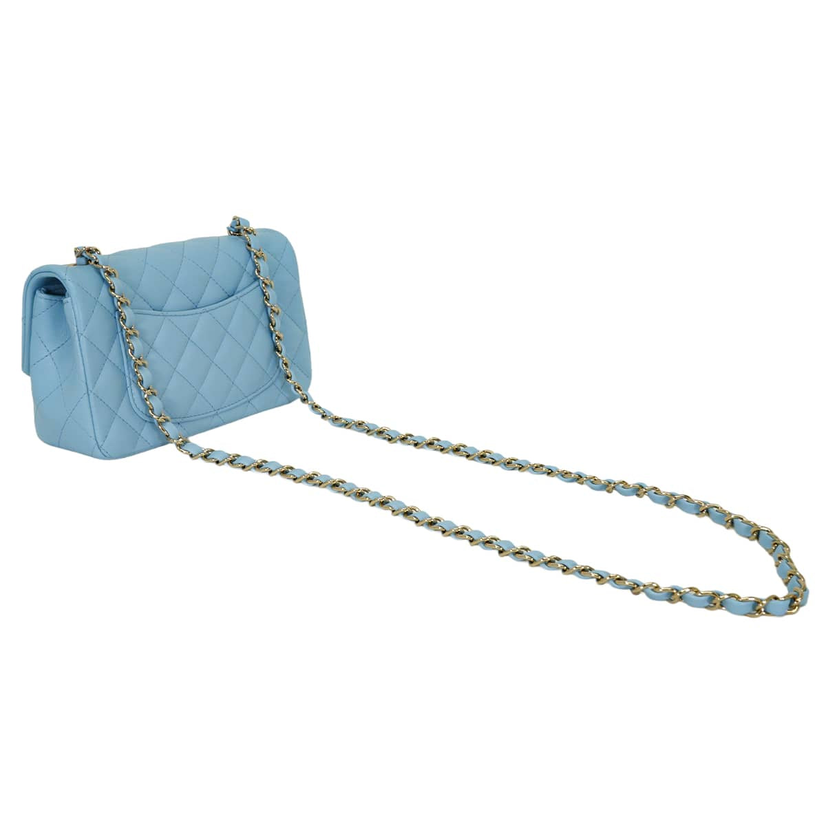 CHANEL Shoulder bag Mini Matelasse 20 Chain COCO MarkLight blue Lambskin Champagne Gold HW A69900[ALMOST NEW][Authentic]