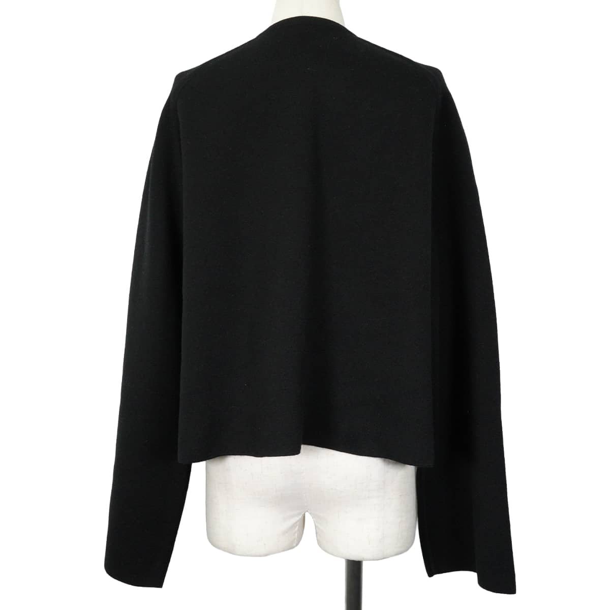 2023AW HERMES Plainly colored jacket Reversible zip closure flared sleeves and H-pattern Noir (Black) Cashmere/Cotton #40 Silver HW 4E2221D2[EXCELLENT][Authentic]
