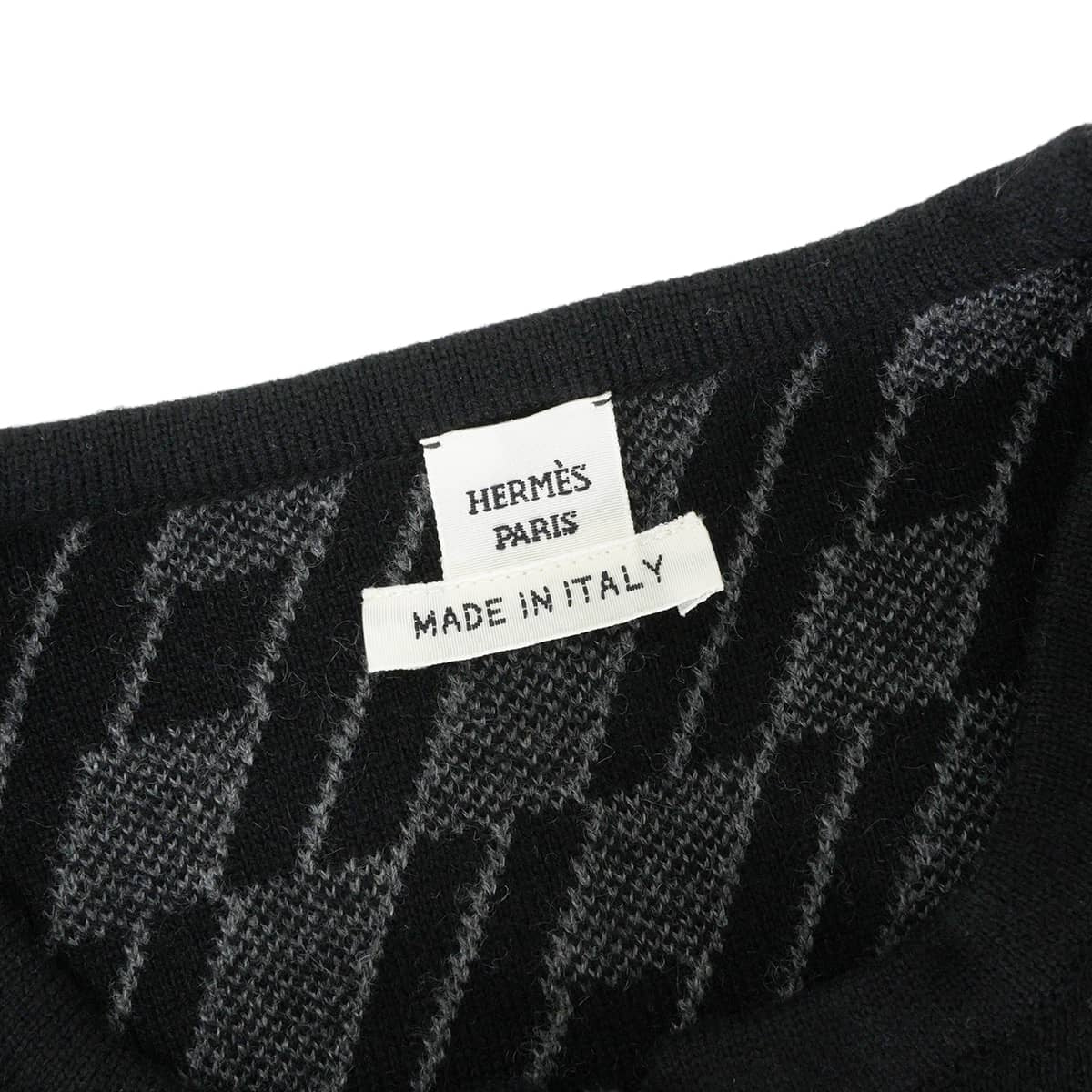 2023AW HERMES Plainly colored jacket Reversible zip closure flared sleeves and H-pattern Noir (Black) Cashmere/Cotton #40 Silver HW 4E2221D2[EXCELLENT][Authentic]