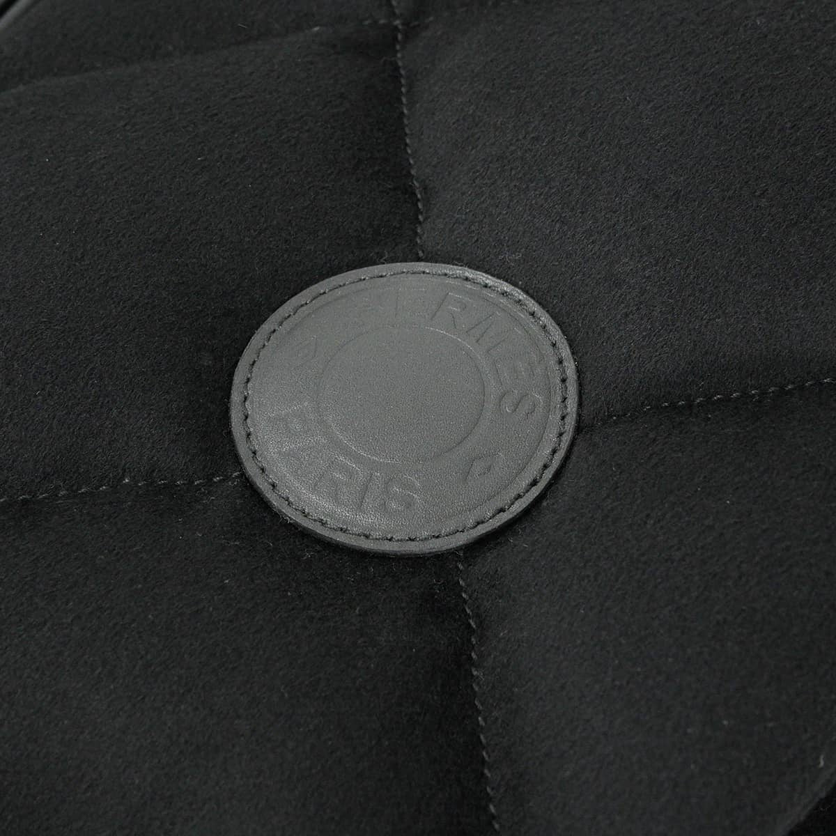HERMES Down vest Women's Short Length Quilted Sellier Crude Cell with Patches Noir (Black) Cashmere lambskin #44 Silver HW 1H0250DN[EXCELLENT][Authentic]
