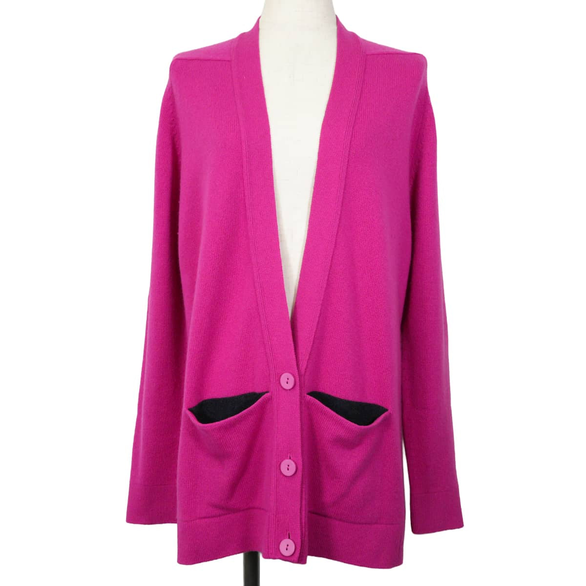 [Pre-loved] HERMES Cardigan Long-sleeved knit Pocket in Color Pink Cashmere #42[LIKE NEW][Authentic]