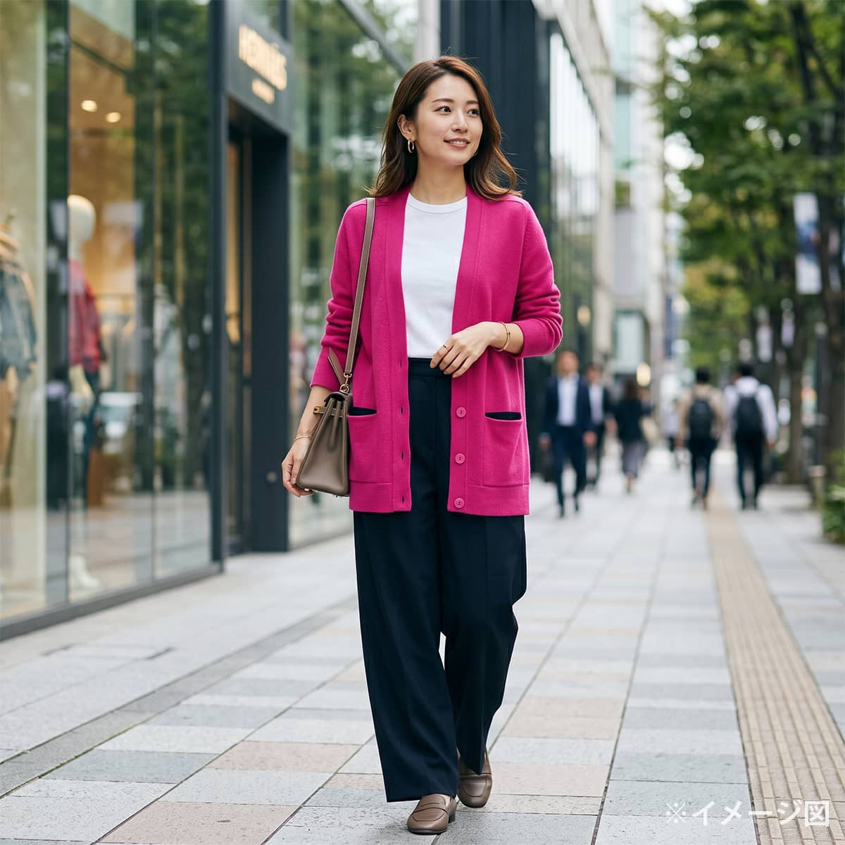 [Pre-loved] HERMES Cardigan Long-sleeved knit Pocket in Color Pink Cashmere #42[LIKE NEW][Authentic]