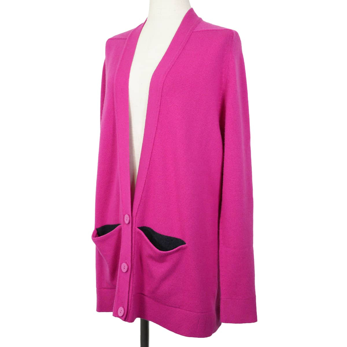 [Pre-loved] HERMES Cardigan Long-sleeved knit Pocket in Color Pink Cashmere #42[LIKE NEW][Authentic]