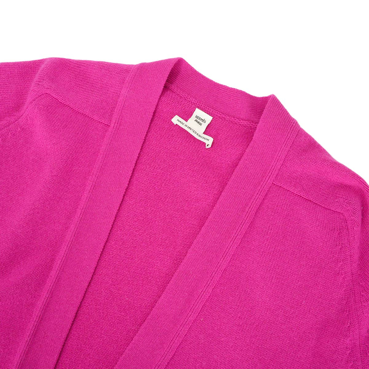 [Pre-loved] HERMES Cardigan Long-sleeved knit Pocket in Color Pink Cashmere #42[LIKE NEW][Authentic]