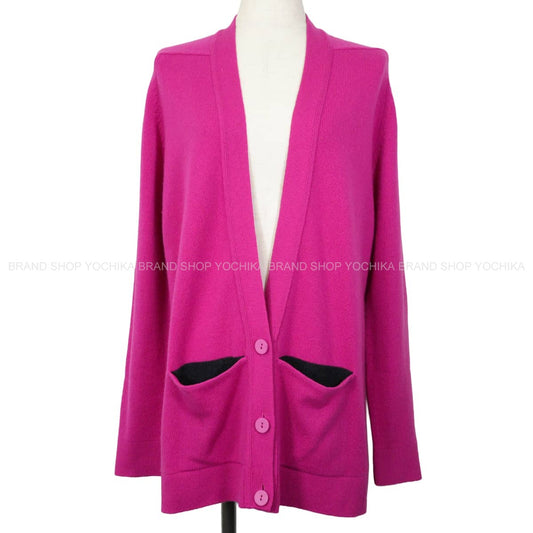 [Pre-loved] HERMES Cardigan Long-sleeved knit Pocket in Color Pink Cashmere #42[LIKE NEW][Authentic]