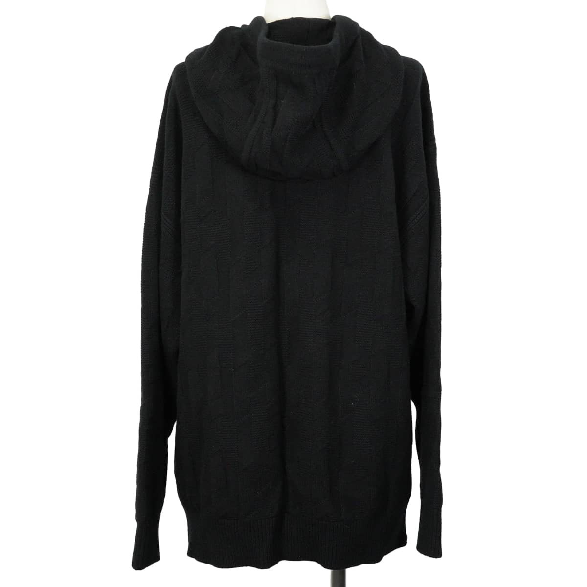 [Pre-loved] 2024SS HERMES Knit pullover hoodie with H motif Noir (Black) Wool #40 Silver HW 4E2623D3[LIKE NEW][Authentic]