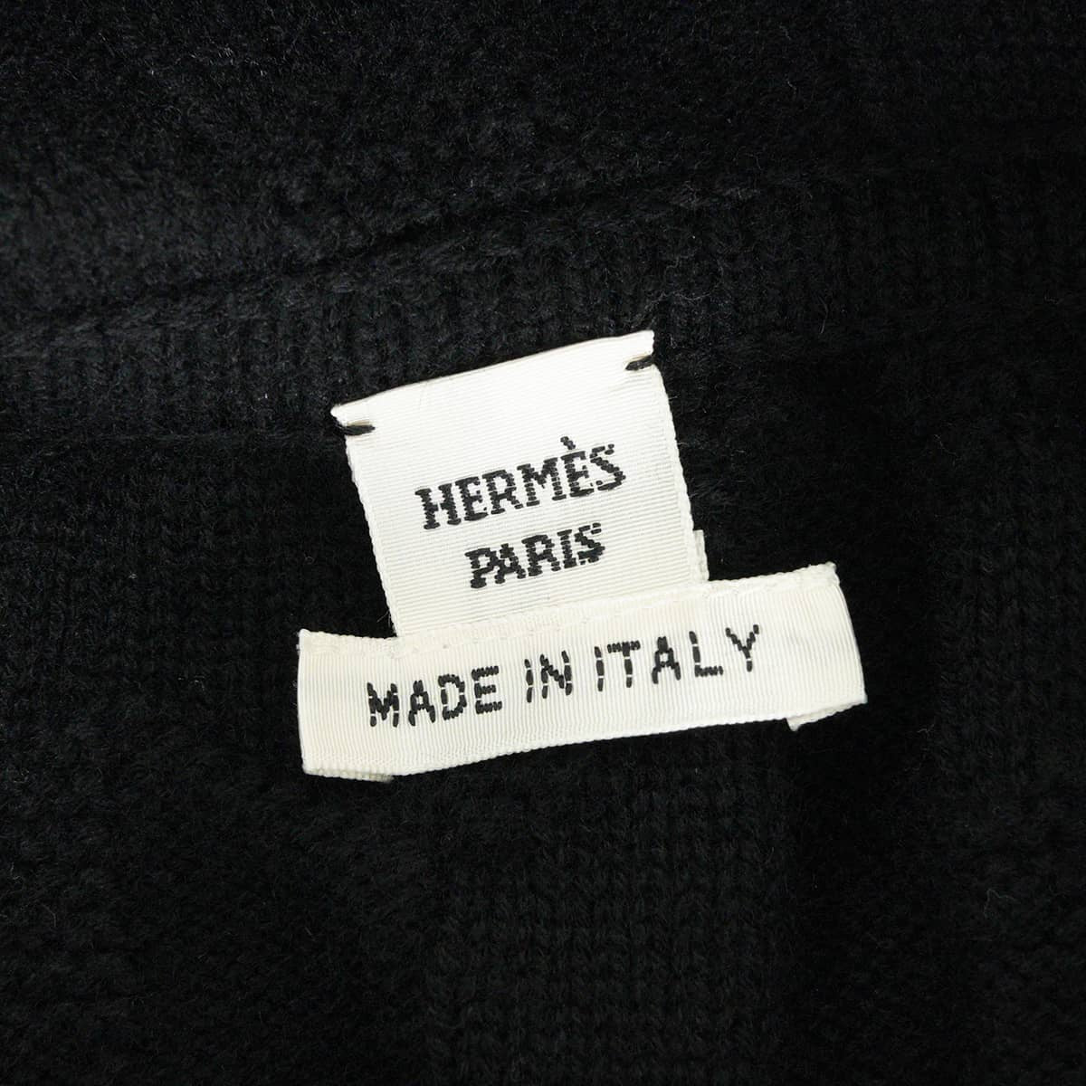 [Pre-loved] 2024SS HERMES Knit pullover hoodie with H motif Noir (Black) Wool #40 Silver HW 4E2623D3[LIKE NEW][Authentic]